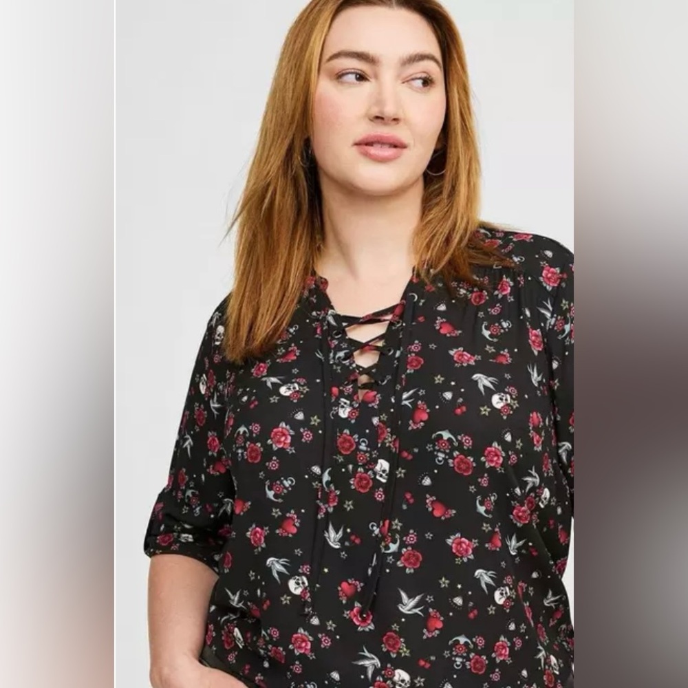 Torrid Tattoo Print Harper Blouse